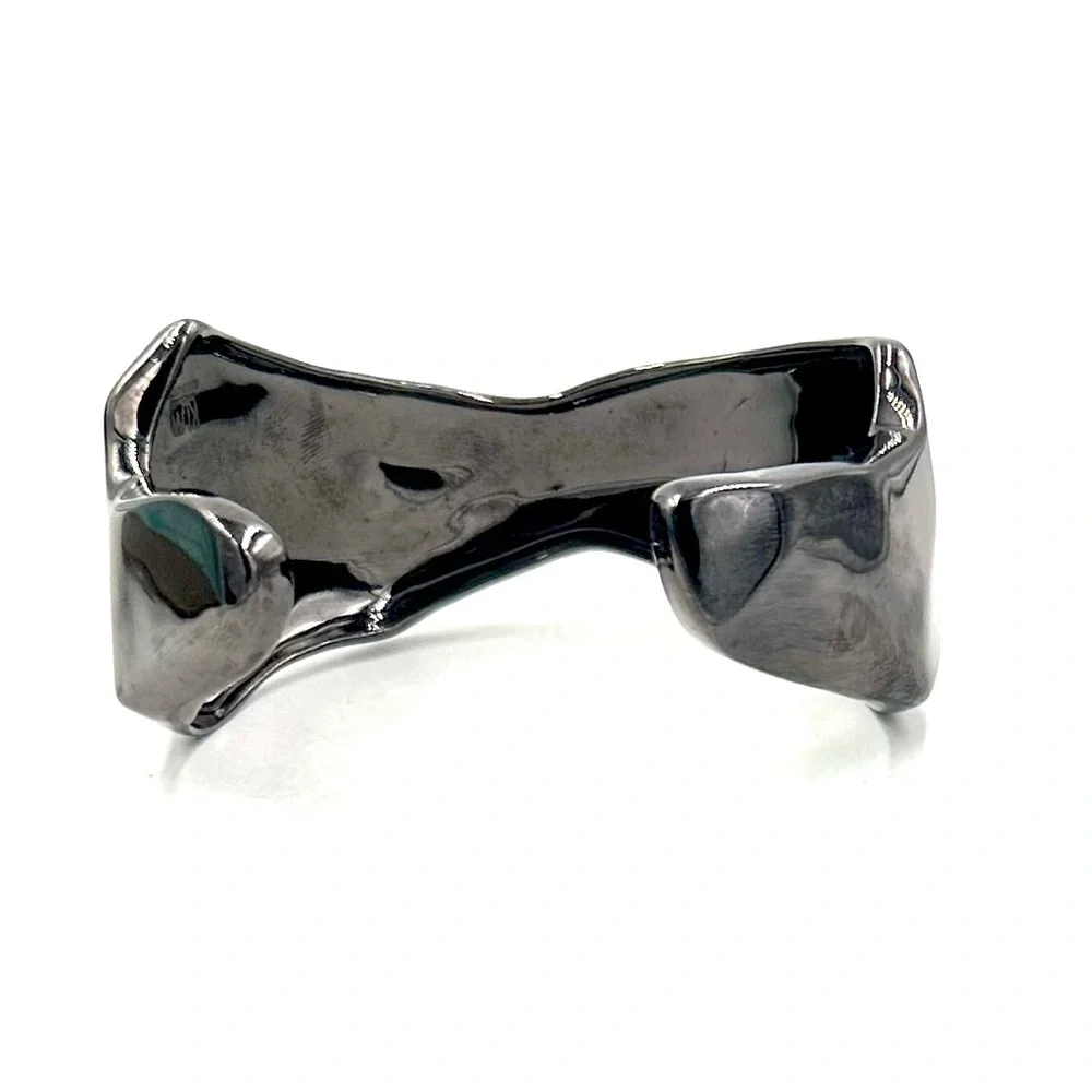 RLM Studio Black Patina Brass Chunky Wide Nugget Brutalist Form Cuff Bracelet